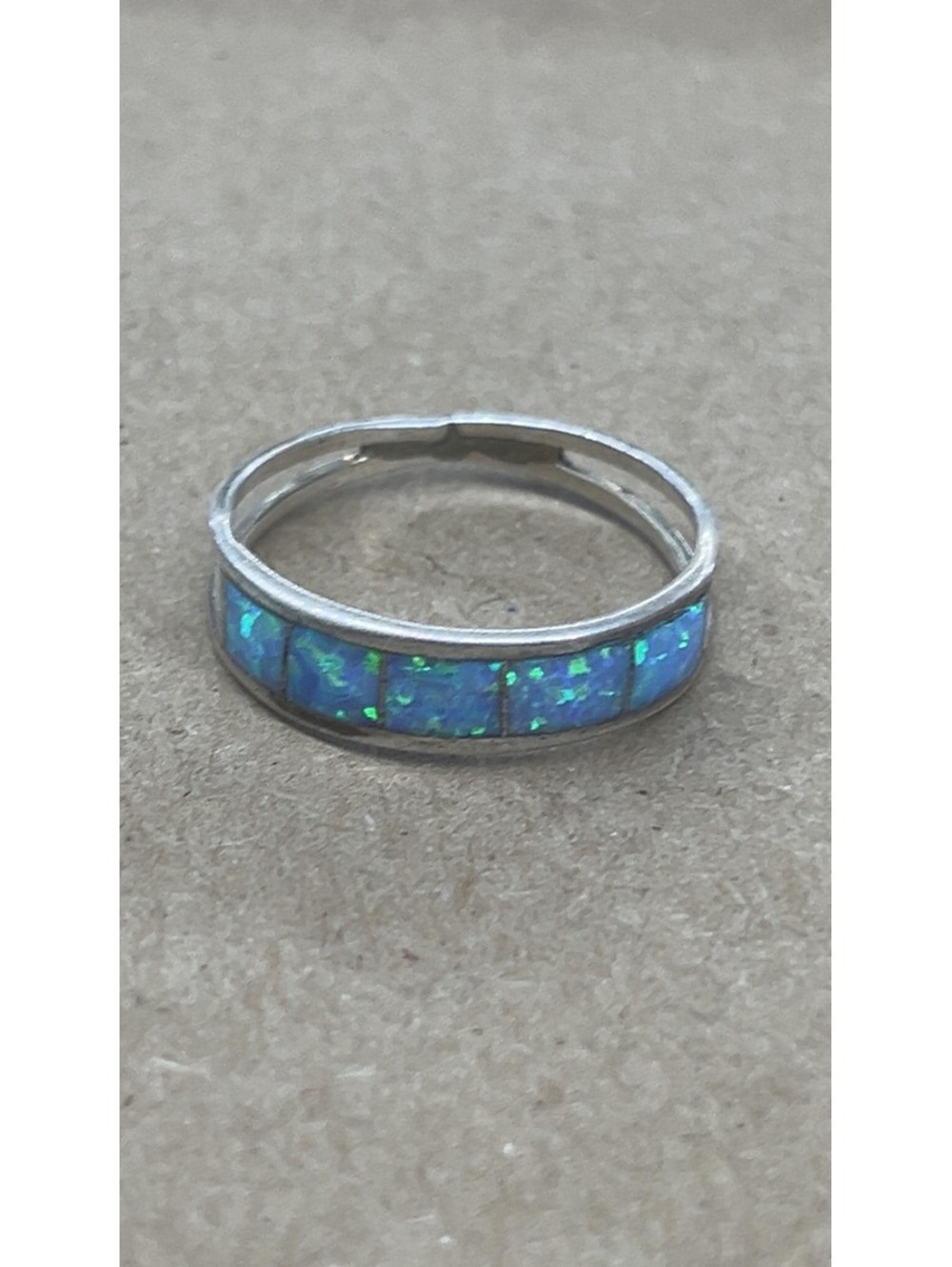 Native American Zuni handmade cluster opal sterling silver inlay ring size 10